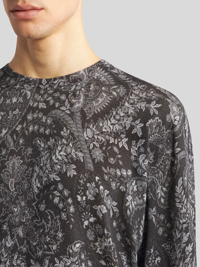 Men Etro Knitwear Sweater With Paisley Print Black Men Etro Knitwear Sweater With Paisley Print Black