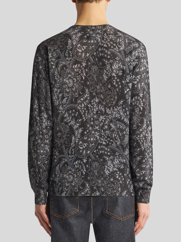 Men Etro Knitwear Sweater With Paisley Print Black Men Etro Knitwear Sweater With Paisley Print Black