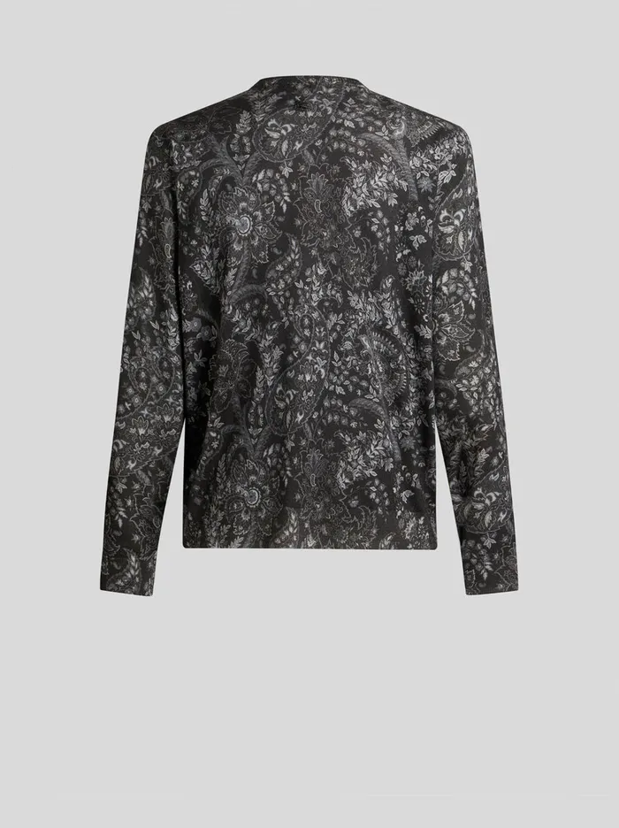 Men Etro Knitwear Sweater With Paisley Print Black Men Etro Knitwear Sweater With Paisley Print Black