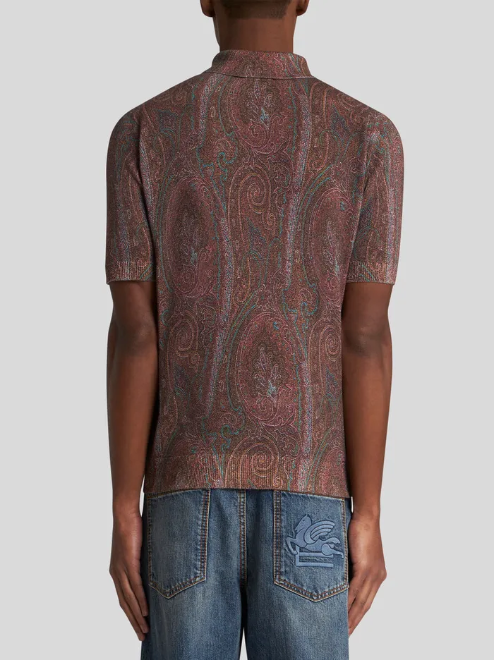 Men Etro Polo Shirts Knit PoloShirt With Paisley Print Burgundy Men Etro Polo Shirts Knit PoloShirt With Paisley Print Burgundy