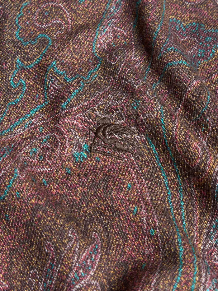 Men Etro Polo Shirts Knit PoloShirt With Paisley Print Burgundy Men Etro Polo Shirts Knit PoloShirt With Paisley Print Burgundy