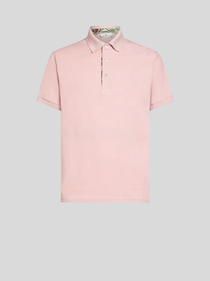 Men Etro Polo Shirts Polo Shirt With Embroidered Pegaso Pink