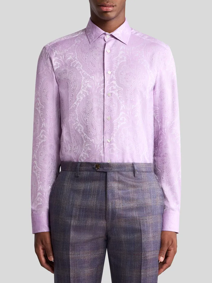 Men Etro Shirts Roma Cotton Shirt Purple Men Etro Shirts Roma Cotton Shirt Purple