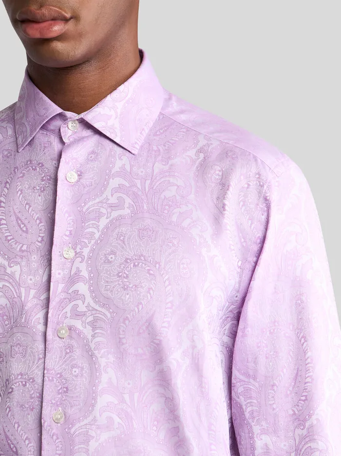 Men Etro Shirts Roma Cotton Shirt Purple Men Etro Shirts Roma Cotton Shirt Purple