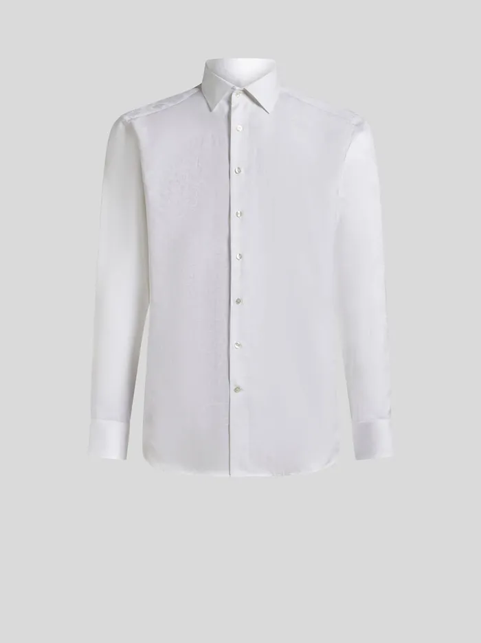 Men Etro Shirts Roma Cotton Shirt White
