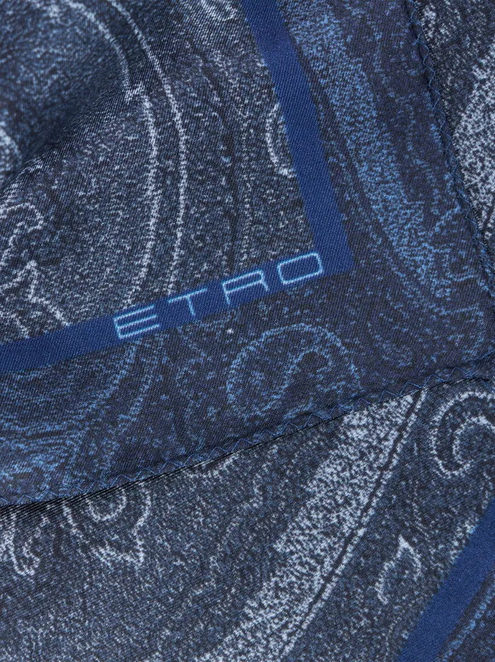 Men Etro Ties And Pocket Squares Printed Silk Pocket Square Navy Blue Men Etro Ties And Pocket Squares Printed Silk Pocket Square Navy Blue