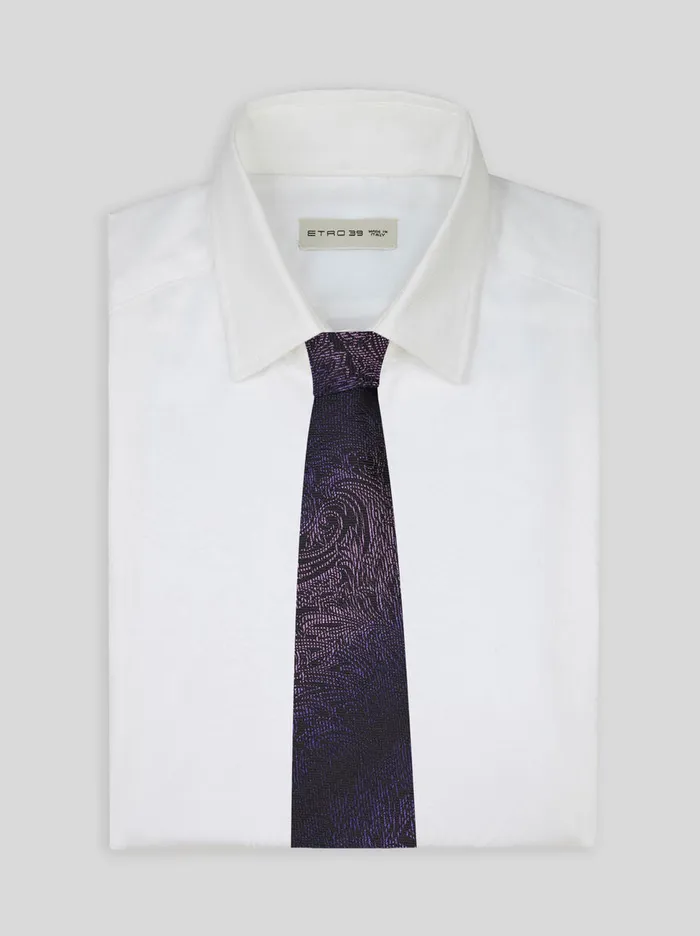 Men Etro Ties And Pocket Squares Silk Jacquard Tie Purple Men Etro Ties And Pocket Squares Silk Jacquard Tie Purple