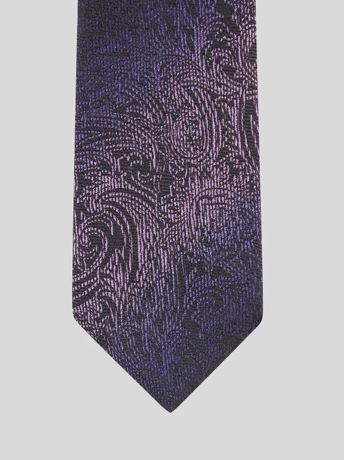 Men Etro Ties And Pocket Squares Silk Jacquard Tie Purple Men Etro Ties And Pocket Squares Silk Jacquard Tie Purple