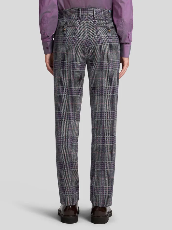 Men Etro Trousers Check CottonBlend Trousers Purple Men Etro Trousers Check CottonBlend Trousers Purple