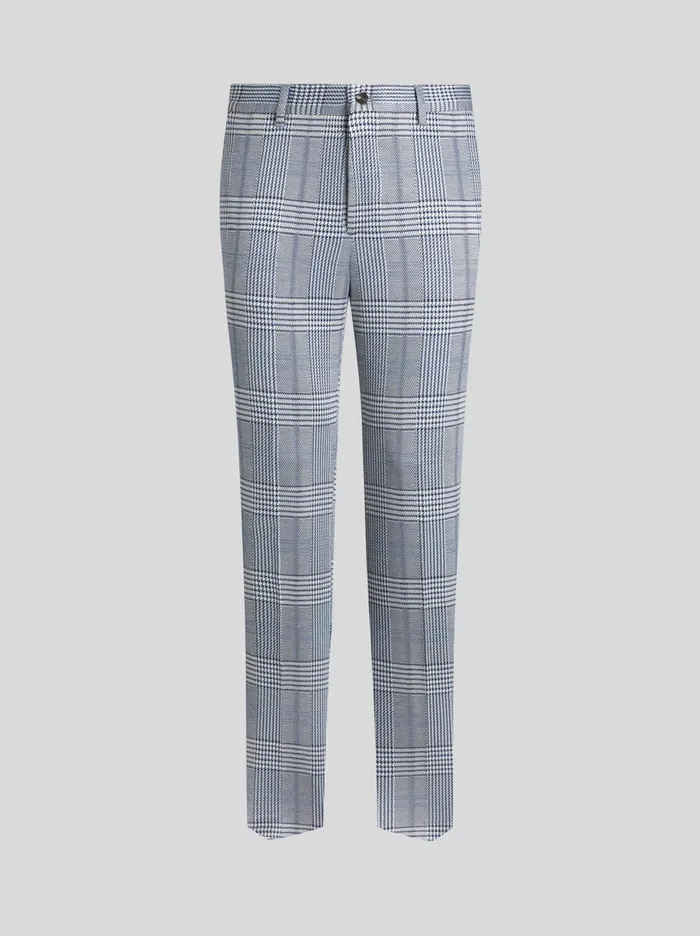 Men Etro Trousers Check Trousers Light Blue