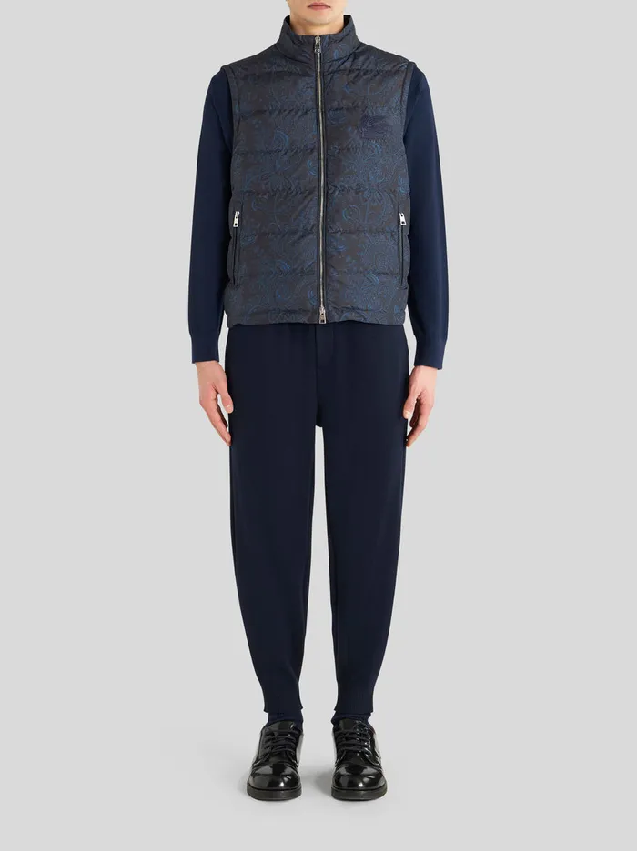 Men Etro Trousers Knitted Trousers With Paisley Inserts Navy Blue Men Etro Trousers Knitted Trousers With Paisley Inserts Navy Blue