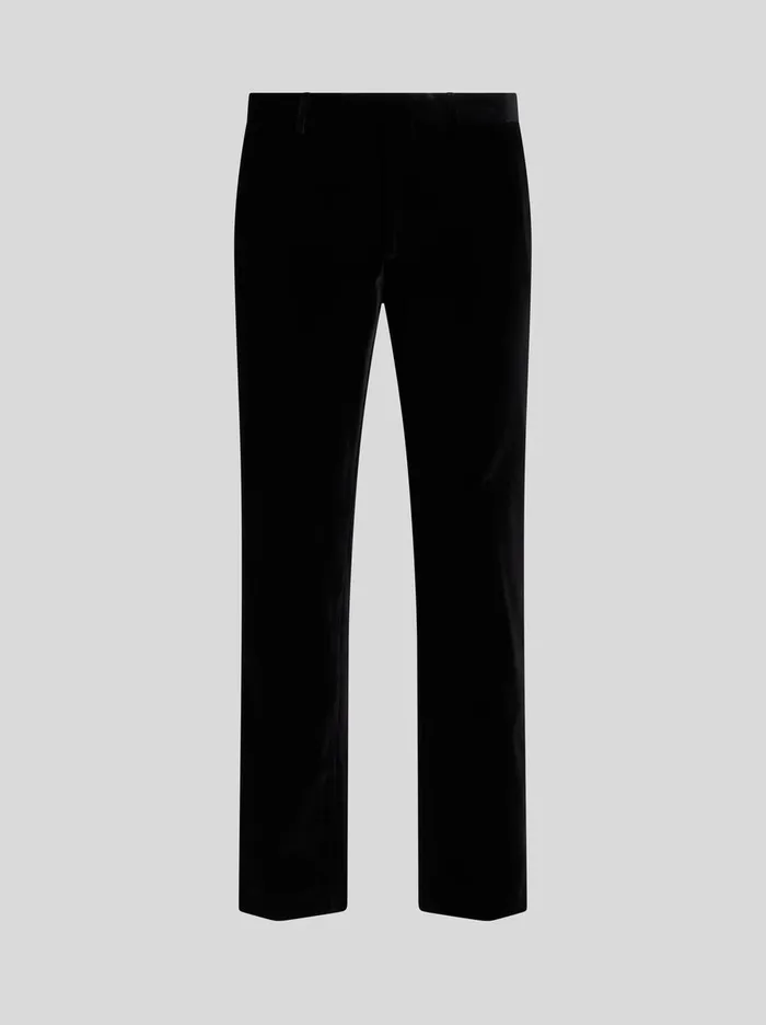 Men Etro Trousers Stretch Cotton Evening Trousers Black