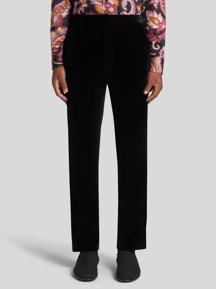 Men Etro Trousers Stretch Cotton Evening Trousers Black Men Etro Trousers Stretch Cotton Evening Trousers Black