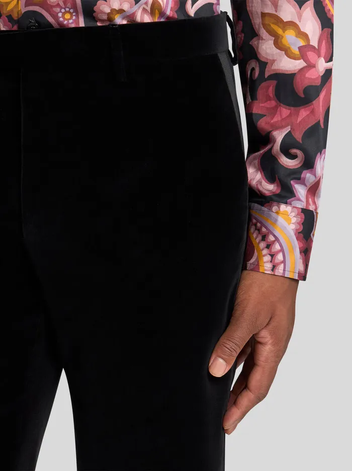 Men Etro Trousers Stretch Cotton Evening Trousers Black Men Etro Trousers Stretch Cotton Evening Trousers Black