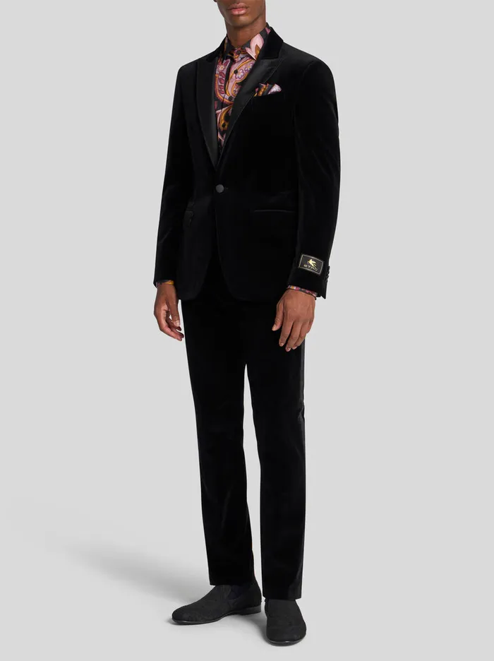 Men Etro Trousers Stretch Cotton Evening Trousers Black Men Etro Trousers Stretch Cotton Evening Trousers Black