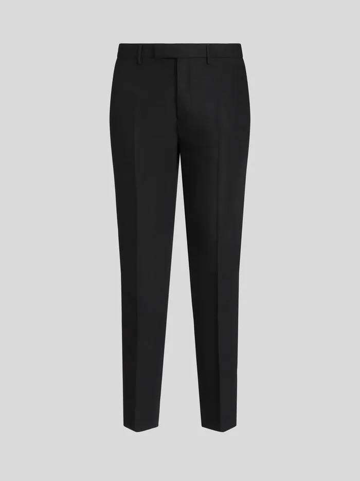 Men Etro Trousers Wool And Mohair SlimFit Trousers Black