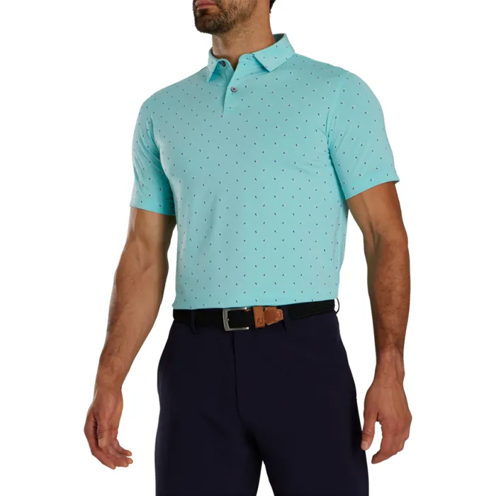 Men FootJoy Shirts Athletic Fit Paisley Lisle Mint Blue Men FootJoy Shirts Athletic Fit Paisley Lisle Mint Blue