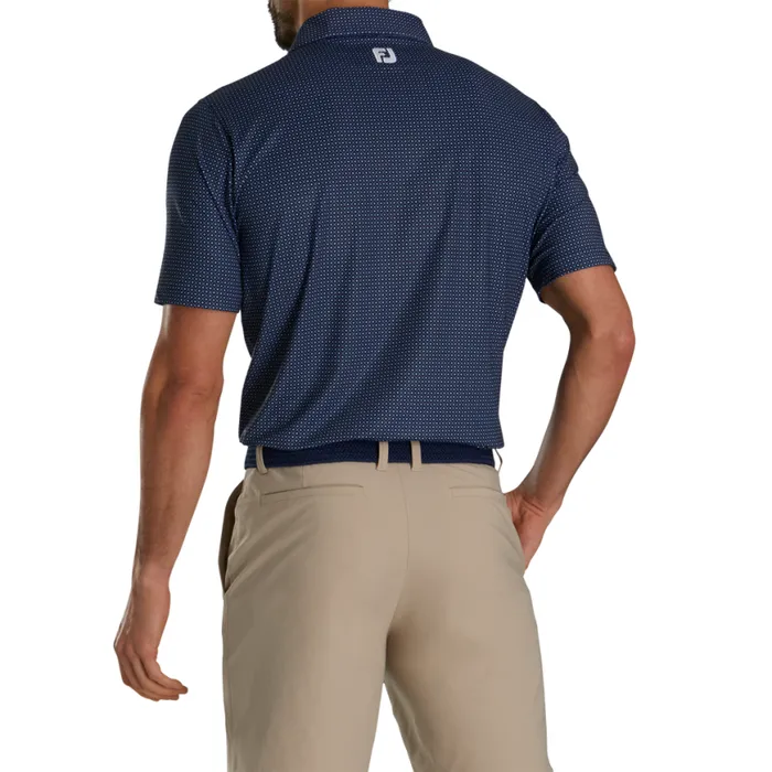 Men FootJoy Shirts Dot Geo Lisle Navy Light Blue White Men FootJoy Shirts Dot Geo Lisle Navy Light Blue White