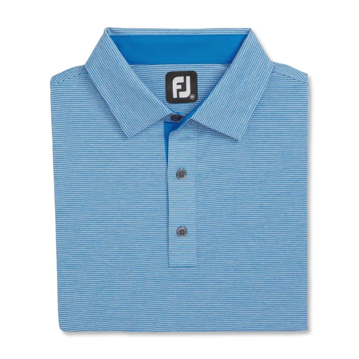 Men FootJoy Shirts Heather Stripe Lisle Blue