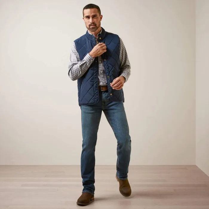 Men Jackets and Vests Ariat Woodside Vest Navy Men Jackets and Vests Ariat Woodside Vest Navy