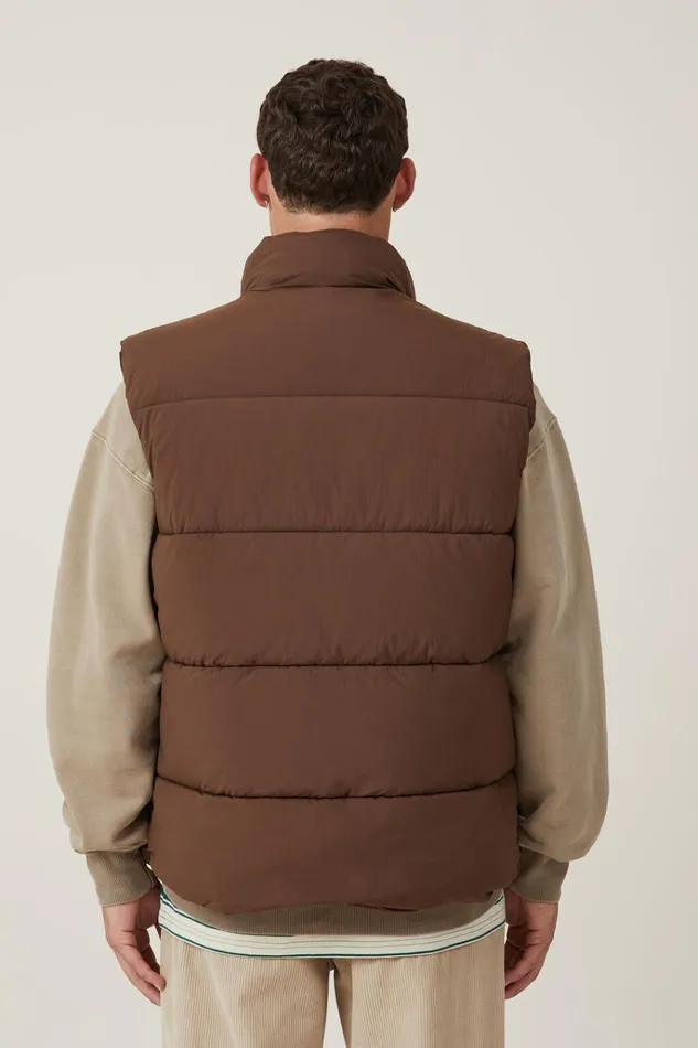 Men Jackets Cotton On Recycled Puffer Vest Chocolate Men Jackets Cotton On Recycled Puffer Vest Chocolate