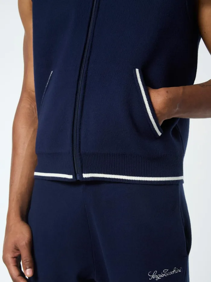 Men Knitwear Sergio Tacchini Enzo Knit Vest Maritime Blue