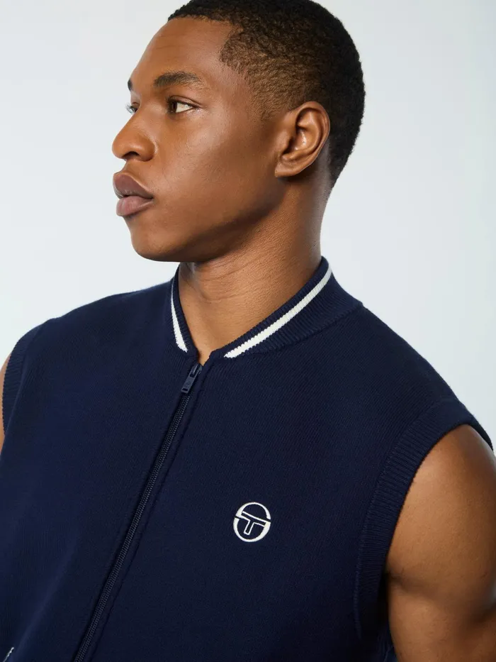Men Knitwear Sergio Tacchini Enzo Knit Vest Maritime Blue