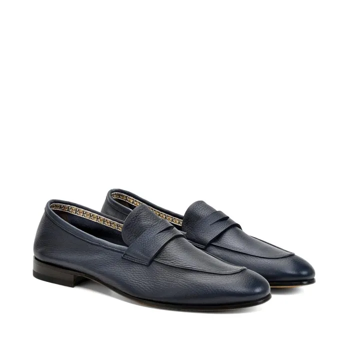 Men Leather Loafer Navy Fratelli Rossetti Loafers Men Leather Loafer Navy Fratelli Rossetti Loafers