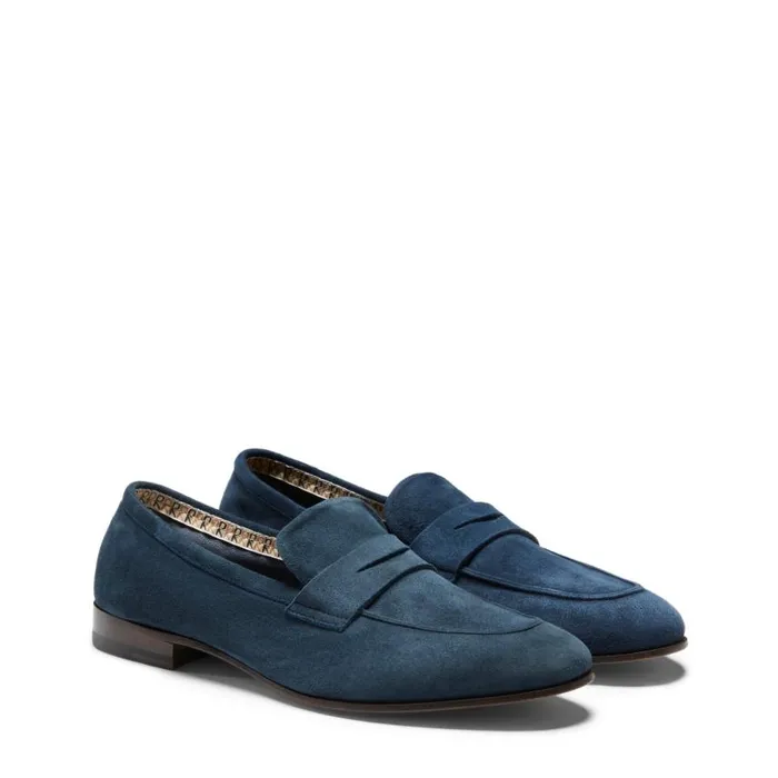 Men Mocassino Estate In Suede Navy Fratelli Rossetti Loafers Men Mocassino Estate In Suede Navy Fratelli Rossetti Loafers