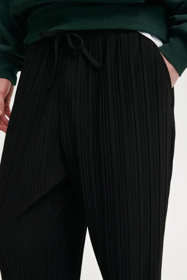 Men Pants Cotton On Relaxed Textured Pant Black