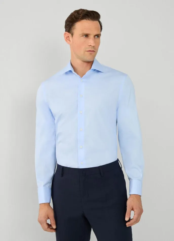 Men Shirts Hackett London Classic Fit Poplin Shirt Sky Blue