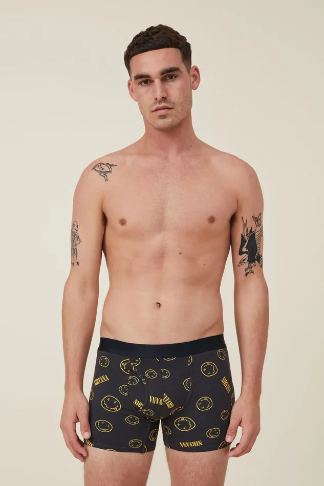 Men Socks and Underwear Cotton On Mens Special Edition Trunks Lcn Mt Washed Blacknirvana Smiley Men Socks and Underwear Cotton On Mens Special Edition Trunks Lcn Mt Washed Blacknirvana Smiley