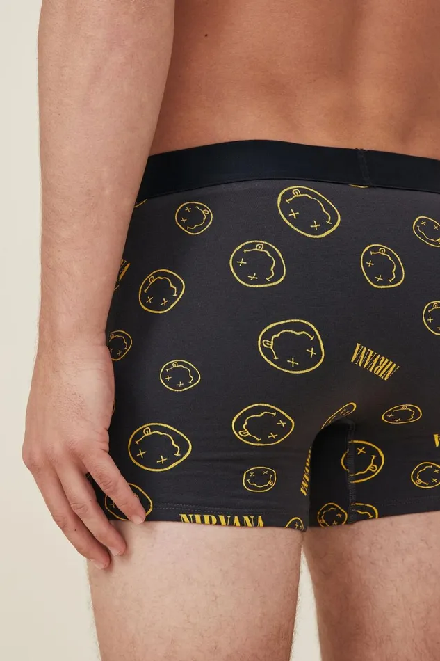 Men Socks and Underwear Cotton On Mens Special Edition Trunks Lcn Mt Washed Blacknirvana Smiley Men Socks and Underwear Cotton On Mens Special Edition Trunks Lcn Mt Washed Blacknirvana Smiley