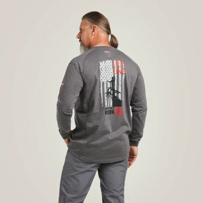 Men TShirts and Polos Ariat FR Air Life On The Line Graphic Top Charcoal Heather Men TShirts and Polos Ariat FR Air Life On The Line Graphic Top Charcoal Heather