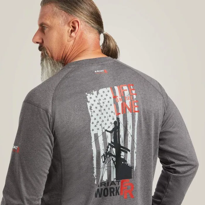 Men TShirts and Polos Ariat FR Air Life On The Line Graphic Top Charcoal Heather Men TShirts and Polos Ariat FR Air Life On The Line Graphic Top Charcoal Heather