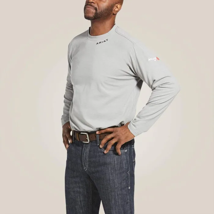 Men TShirts and Polos Ariat FR Baselayer TShirt Silver Fox