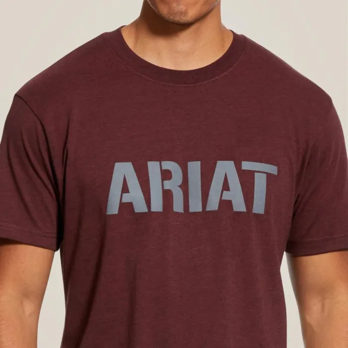 Men TShirts and Polos Ariat Rebar Cotton Strong Block Burgundy Heather Men TShirts and Polos Ariat Rebar Cotton Strong Block Burgundy Heather