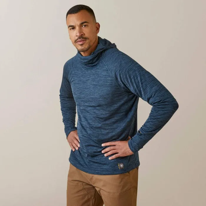 Men TShirts and Polos Ariat Rebar Gridwork Balaclava Baselayer Blue Wink Teal