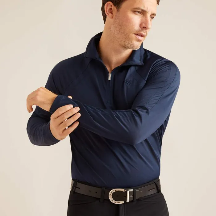 Men TShirts and Polos Ariat Sunstopper 30 14 Zip Baselayer Navy Eclipse Men TShirts and Polos Ariat Sunstopper 30 14 Zip Baselayer Navy Eclipse