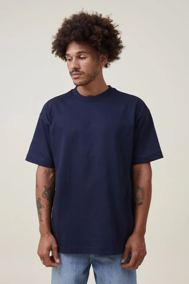Men Tees and Tanks Cotton On Box Fit Plain TShirt True Navy