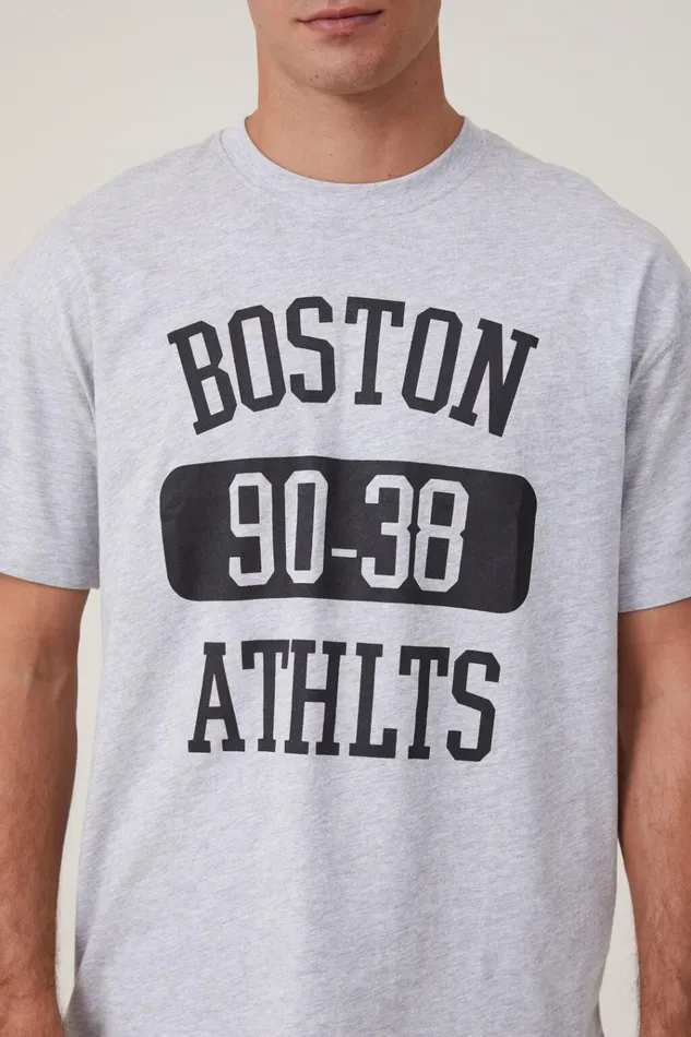 Men Tees and Tanks Cotton On Loose Fit College TShirt Light Grey Marle Boston Ath Men Tees and Tanks Cotton On Loose Fit College TShirt Light Grey Marle Boston Ath