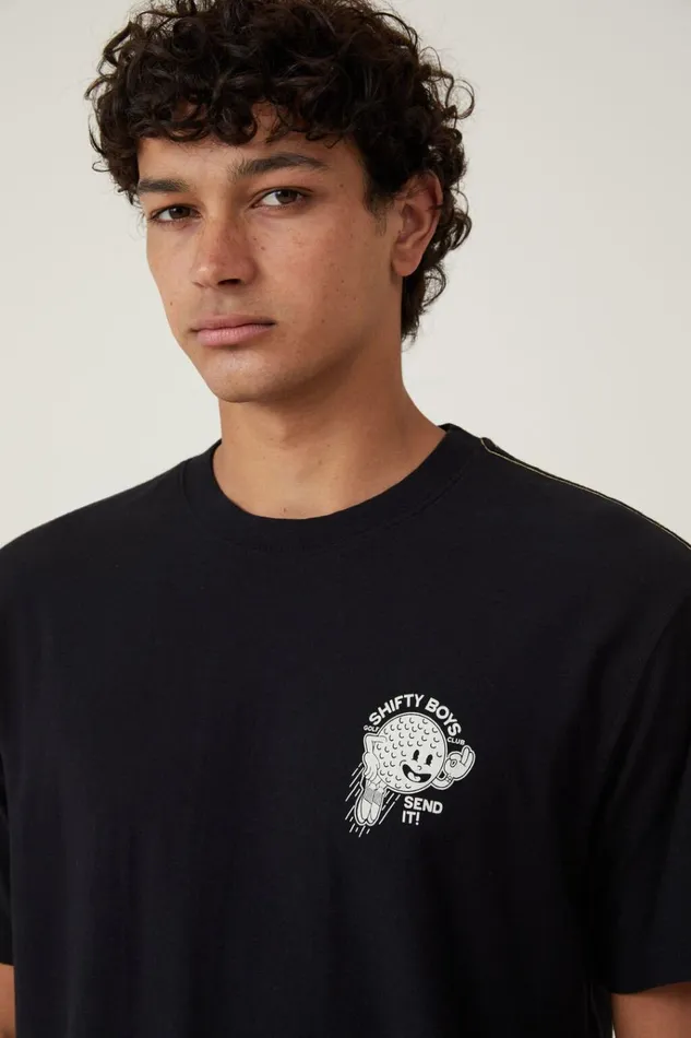 Men Tees and Tanks Cotton On Premium Loose Fit Art TShirt Black Send It Men Tees and Tanks Cotton On Premium Loose Fit Art TShirt Black Send It