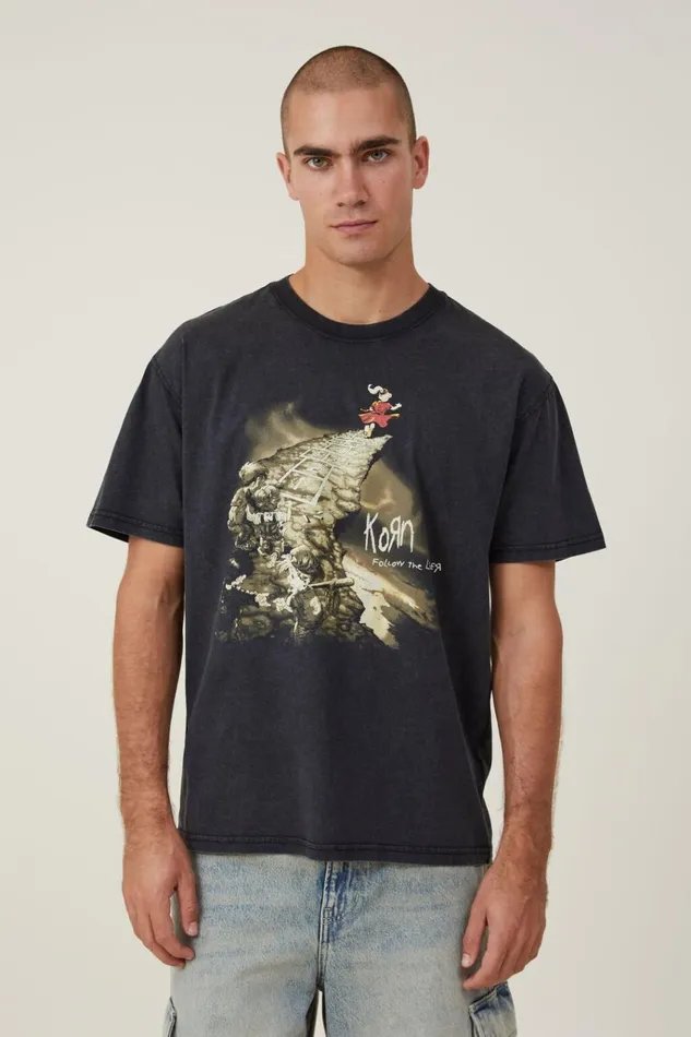 Men Tees and Tanks Cotton On Premium Loose Fit Music TShirt Lcn Wmg Blackkorn 8211 Follow The Leader Men Tees and Tanks Cotton On Premium Loose Fit Music TShirt Lcn Wmg Blackkorn 8211 Follow The Leader
