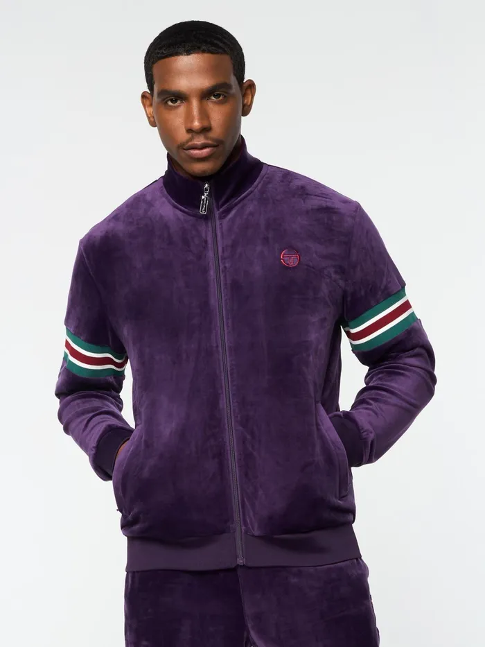 Men Velour Sergio Tacchini Ostuni Velour Track Jacket Blackberry Cordial