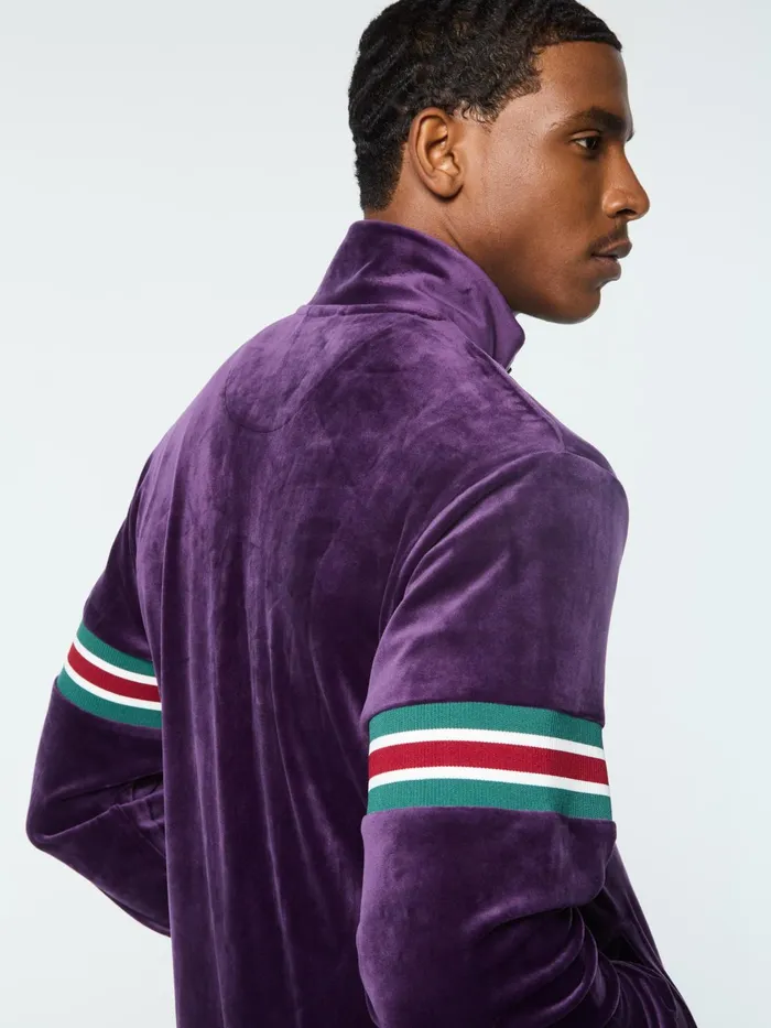 Men Velour Sergio Tacchini Ostuni Velour Track Jacket Blackberry Cordial