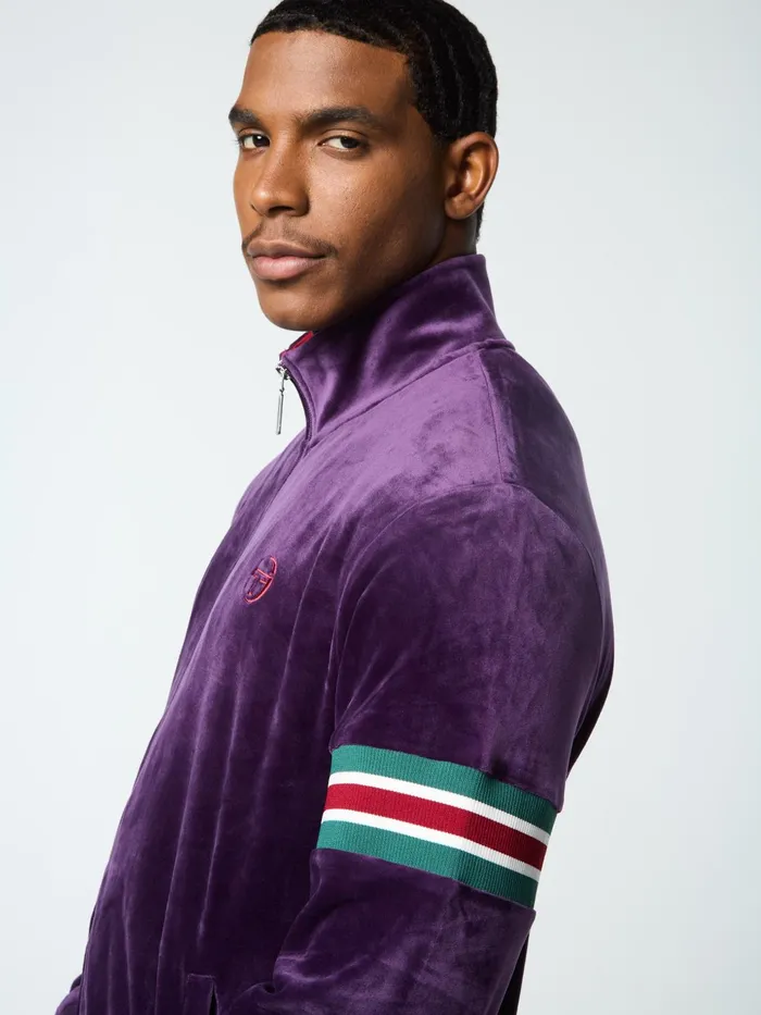 Men Velour Sergio Tacchini Ostuni Velour Track Jacket Blackberry Cordial