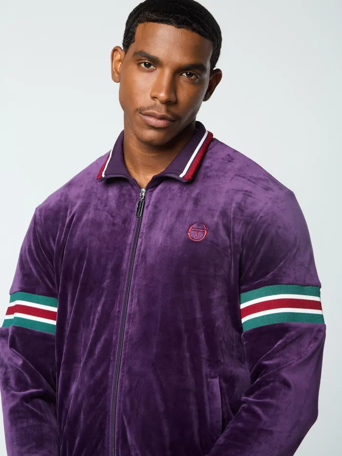 Men Velour Sergio Tacchini Ostuni Velour Track Jacket Blackberry Cordial