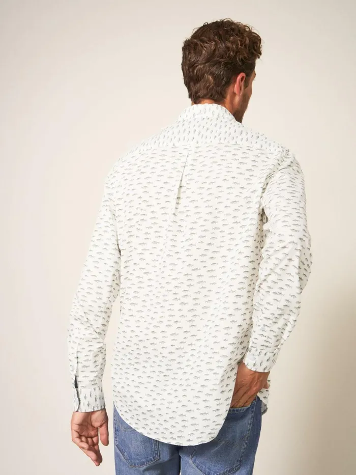 Men White Stuff Shirts River Fish Printed Shirt Natural Multi Men White Stuff Shirts River Fish Printed Shirt Natural Multi