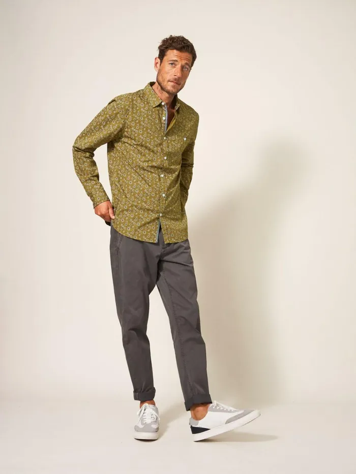 Men White Stuff Shirts Scattered Flower Printed Shirt Mid Green Men White Stuff Shirts Scattered Flower Printed Shirt Mid Green