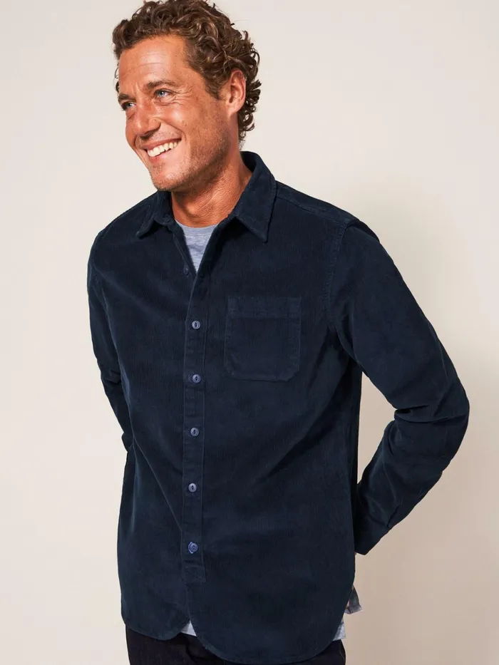 Men White Stuff Shirts Whitwick Cord Shirt Dark Navy